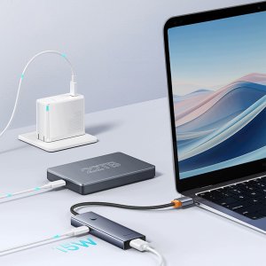 HUB USB Baseus USB-A UltraJoy Series 4xUSB-A 3.0 1xUSB-C 5V - szary (6932172653347) 4