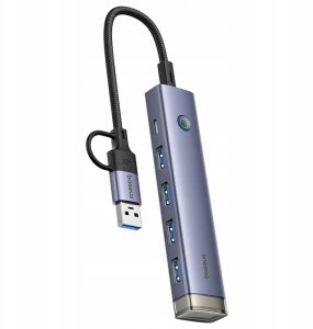 HUB USB Baseus USB-A/USB-C UltraJoy Series 4xUSB-A 3.0 1xUSB-C 5V - szary (6932172655846) 2
