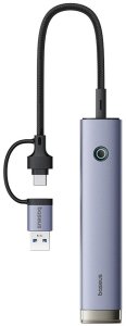 HUB USB Baseus USB-A/USB-C UltraJoy Series 4xUSB-A 3.0 1xUSB-C 5V - szary (6932172655846) 4