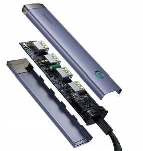 HUB USB Baseus USB-A/USB-C UltraJoy Series 4xUSB-A 3.1 1xUSB-C 5V - szary (6932172655822) 3