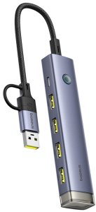 HUB USB Baseus USB-A/USB-C UltraJoy Series 4xUSB-A 3.1 1xUSB-C 5V - szary (6932172655822) 5