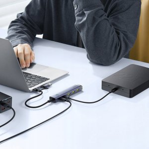 HUB USB Baseus USB-A/USB-C UltraJoy Series 4xUSB-A 3.1 1xUSB-C 5V - szary (6932172655822) 7