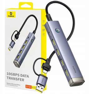 HUB USB Baseus USB-A/USB-C UltraJoy Series 4xUSB-A 3.1 1xUSB-C 5V - szary (6932172655822) 10