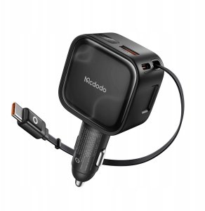 Ładowarka Mcdodo Szybka ładowarka samochodowa 3X USB USB-C 93W LED kabel zwijany 1M 11