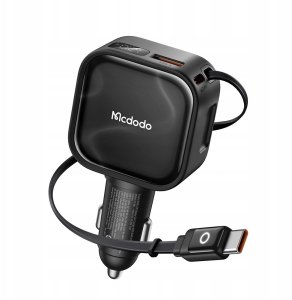 Ładowarka Mcdodo Szybka ładowarka samochodowa 3X USB USB-C 93W LED kabel zwijany 1M 12