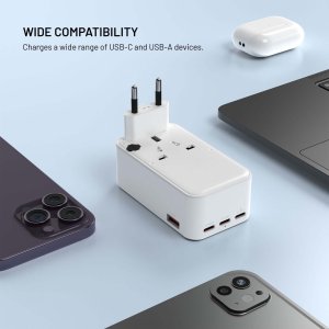 Fixed Adapter sieciowy GaN USB-C, USB-A, 45W Voyager Slim (FIXCT45-3C1A-WH) 4