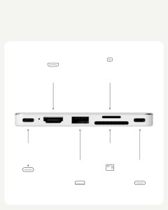 Satechi USB-C Snap Hub - adapter do urządzeń mobilnych (USB-C 5 Gbps, USB-A 5 Gbps, HDMI 4K, czytnik kart micro/SD 104 MB/s, USB-C PD passthrough 45W) (silver) (ST-HUSNS) 4