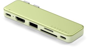 Satechi USB-C Snap Hub - adapter do urządzeń mobilnych (USB-C 5 Gbps, USB-A 5 Gbps, HDMI 4K, czytnik kart micro/SD 104 MB/s, USB-C PD passthrough 45W) (citrus) (ST-HUSNY) 2