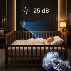 Wentylator Warmco Wiatrak wentylator do wózka łóżeczka dziecięcego chłodzenie cichy USB 10