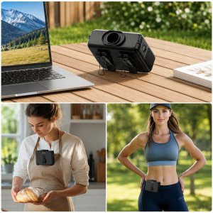 Wentylator Zenwire Wiatrak USB Mini wentylator na szyję pas cyrkulator LED chłodzenie 4w1 11