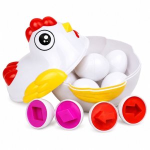 LeanToys Kura Edukacyjna 12 Jajek Sorter Nauka Kształtów Kolorów Zestaw EDUKAMP (31996) 4