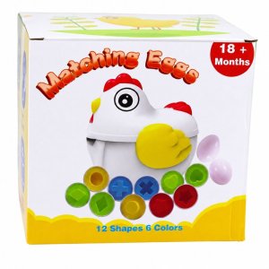 LeanToys Kura Edukacyjna 12 Jajek Sorter Nauka Kształtów Kolorów Zestaw EDUKAMP (31996) 6