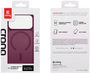 Crong Hybrid Matte Magnetic - Etui MagSafe iPhone 18 Pro / 17 Pro (burgundowy) (CRGHMMIP1863PPRP) 4