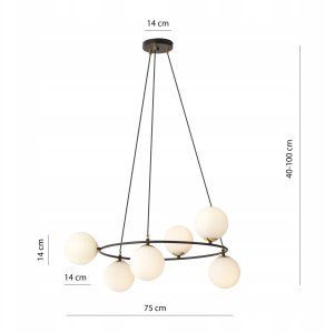 Lampa wisząca Pozostali Emibig Azura lampa wisząca zwis 6x10W E14 biała/czarna (1295/6) 2