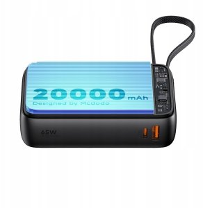 Mcdodo Powerbank 20000MAH do telefonu z wbudowanym kablem 3 X USB-C USB-A 12