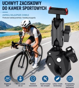 PEYTECH DJI Osmo Action 6 Uchwyt Zaciskowy 360 Do Kamer Rower Motocykl (A6NU) 2
