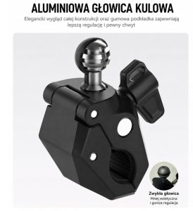 PEYTECH DJI Osmo Action 6 Uchwyt Zaciskowy 360 Do Kamer Rower Motocykl (A6NU) 8