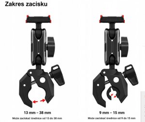 PEYTECH DJI Osmo Action 6 Uchwyt Zaciskowy 360 Do Kamer Rower Motocykl (A6NU) 9