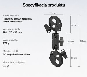 PEYTECH Uchwyt Pomocniczy Do Kamer GoPro DJI Insta360 Zacisk Rura 360 (UPDK) 14