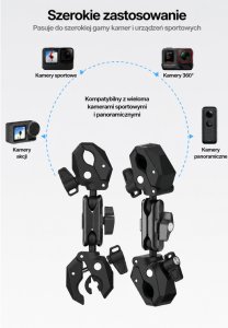 PEYTECH Uchwyt Pomocniczy Do Kamer GoPro DJI Insta360 Zacisk Rura 360 (UPDK) 6