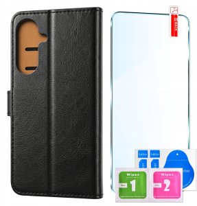 krainaGSM Etui z klapką do Samsung A27 5G skórzane portfel case + szkło ochronne 9H 4