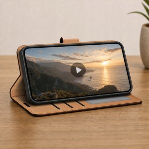 krainaGSM Etui Z Klapką Do Samsung A52 | A52S 5G Skórzane Portfel case + Szkło 9H 7