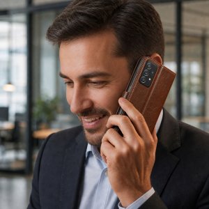 krainaGSM Etui Z Klapką Do Samsung A52 | A52S 5G Skórzane Portfel case + Szkło 9H 8