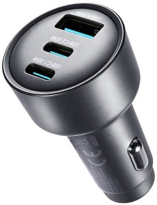 Ładowarka Joyroom Samochodowa 65W 2x USB-C + USB-A - ciemnoszara (JR-CCN19) 4