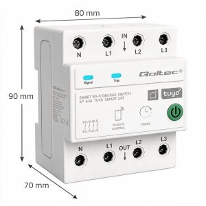 Qoltec Trójfazowy przekaźnik 63A na szynę DIN | 3P+N | Timer | Wi-Fi (50976) 5