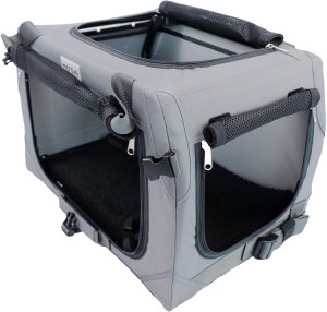 Mersjo Transporter dla psa i kota Adventure składany, 3 wejścia, metalowy stelaż, mata, do 15 kg, 33 50,5 33 cm, brązowy 2