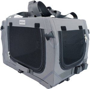 Mersjo Transporter dla psa i kota Adventure składany, 3 wejścia, metalowy stelaż, mata, do 15 kg, 33 50,5 33 cm, brązowy 7