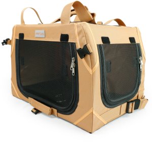 Mersjo Adventure transporter dla psa i kota, składany, 3 wejścia, metalowy stelaż, mata, brązowy, do 15 kg, 33 x 50,5 x 33 cm 7