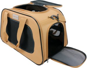 Mersjo Explorer transporter dla kota i psa do 8 kg, torba z 3 wejściami i matą, brązowa, 31 x 49 x 28 cm 2