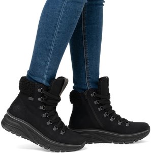 Buty trekkingowe damskie Rieker Wodoodporne trapery damskie ocieplane czarne 48034-00 37 15