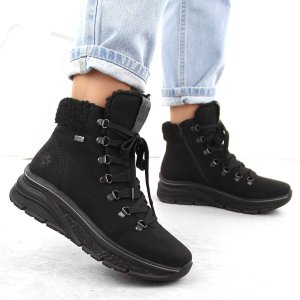 Buty trekkingowe damskie Rieker Wodoodporne trapery damskie ocieplane czarne 48034-00 37 4