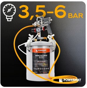 Powermat Agregat malarski pneumatyczny 10L pistolet natryskowy do farb 2MM wąż 3M 2