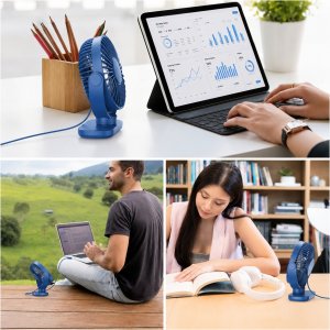 Wentylator Topk Wiatrak USB Cichy mini wentylator biurkowy chłodzenie TOPK K62C niebieski 9