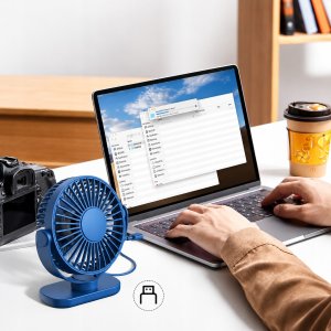 Wentylator Topk Wiatrak USB Cichy mini wentylator biurkowy chłodzenie TOPK K62C niebieski 10