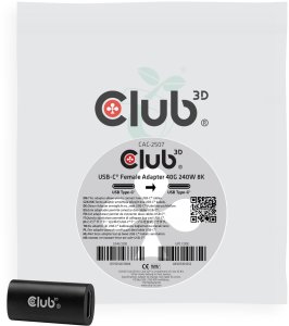 Adapter USB Club 3D CLUB3D kabel USB USB4 Gen 3x2 USB C 40 Gbit/s 240 W czarny (CAC-2507) 2