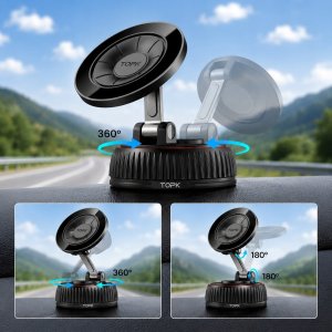 Topk Mocny uchwyt na telefon na kokpit Magsafe magnes holder do samochodu czarny 9