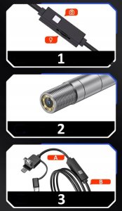 Inskam Endoskop kamera inspekcyjna do broni lufy Android i Win 6LED IP67 5mm 2.5m 9