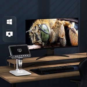 Mikroskop Inskam Cyfrowy z przybliżeniem 1200x 7" PC MacOS WINDOWS 32GB USB-C 8LED 4
