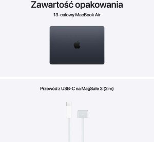 Laptop Apple MacBook Air 13" M5 10-core CPU + 10-core GPU / 24GB RAM / 512GB SSD / Klawiatura US / Północ (Midnight) 8