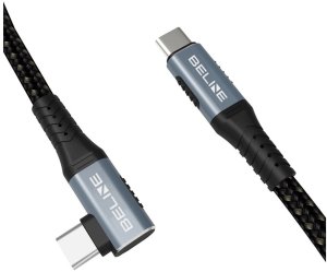 Kabel USB Beline Kątowy USB-C Thunderbolt4 1m 48V/5A 40Gb/s 240W 8K60Hhz czarny 3