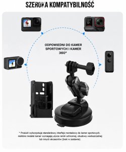 PEYTECH Uchwyt samochodowy metalowy z przyssawką do Dji Pocket 3 GoPro 3w1 (px2 pro) 4