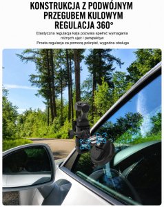 PEYTECH Uchwyt samochodowy metalowy z przyssawką do Dji Pocket 3 GoPro 3w1 (px2 pro) 6