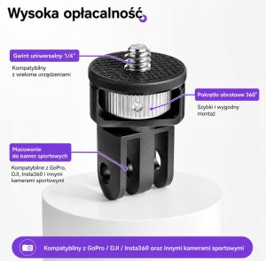 PEYTECH Adapter 1/4 Cala do GoPro Insta360 DJI przejściówka metal śruba mocowanie (PMSM) 3