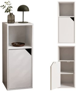 Meble-Bestseller Szafka wąska z drzwiczkami, otwartą wnęką i półką w środku, 25 x 34 x 61,5 cm 3