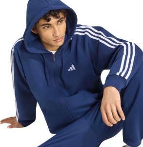 Adidas Bluza męska Essentials 3-Stripes Fleece Full-Zip Hoodie granatowa KY4144 L 5