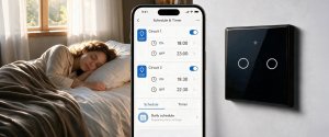 Qoltec Inteligentny dotykowy 2-kanałowy włącznik wyłącznik światła Wi-Fi Timer Tuya Smart life Hartowane szkło Czarny (52712) 3